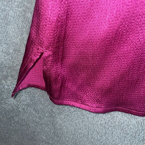 Chico's Shirt Womens Large Pink 100% Silk Blouse Button Up Classy Polished Chic - Picture 10 of 13